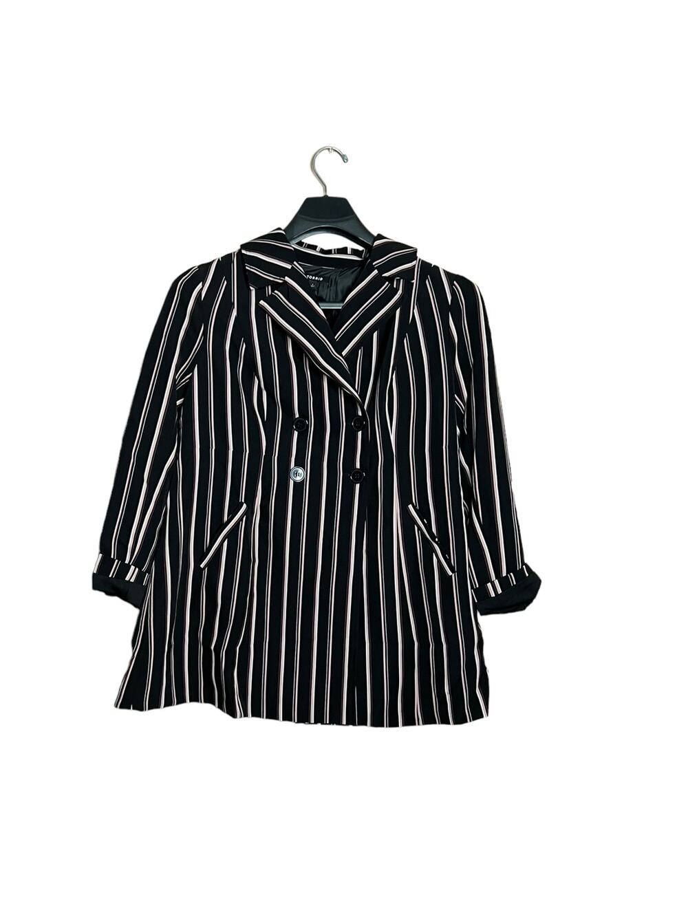 torrid women Twill striped A Line Trench Coat Double Breasted blazer sz 1